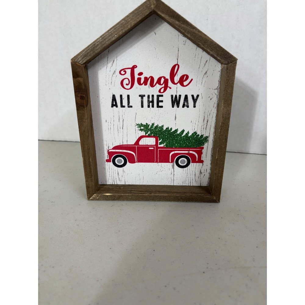 Quill to Paper by‎ Sixtrees Jingle All The Way Truck Christmas Wood Sign